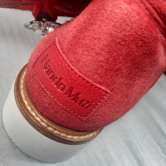 NANDO MUZI Italian Sheepskin Swarovski crystal Embellished Fur Shearling boot - Picture 4 of 9